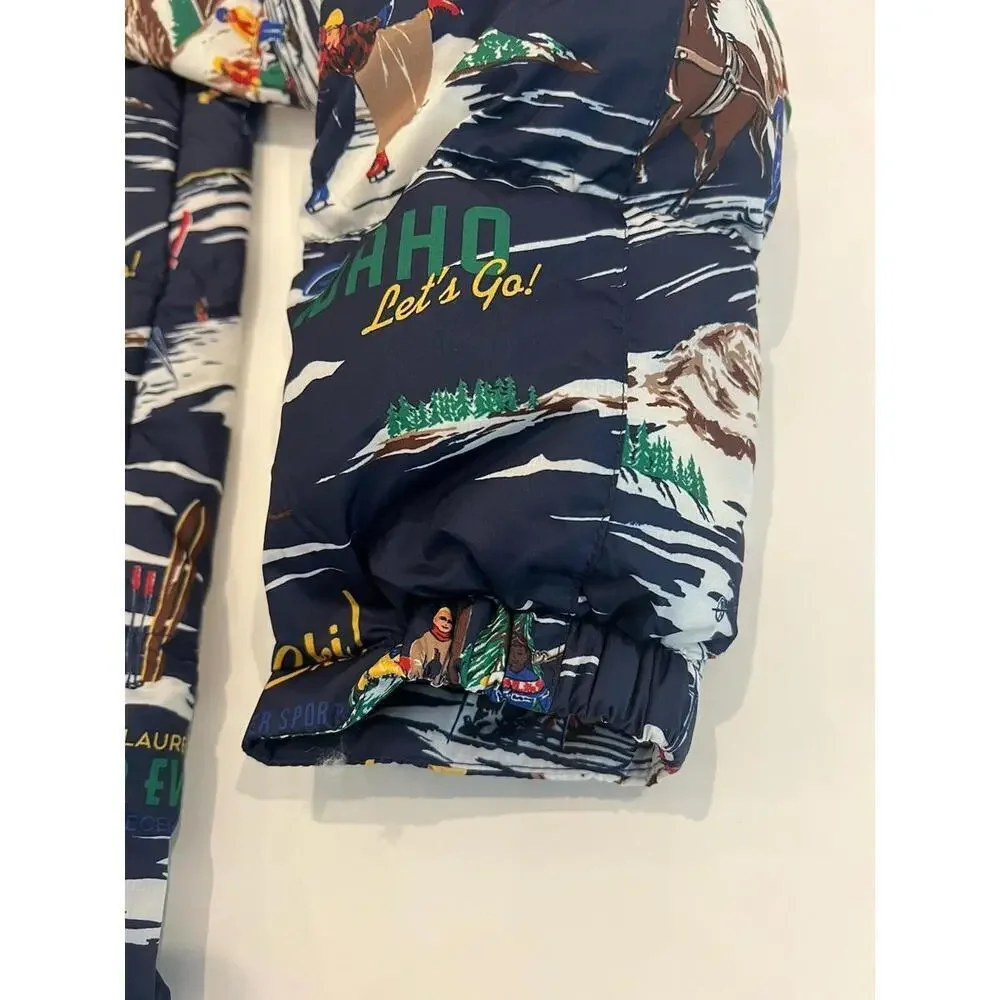 $398 Polo Ralph Lauren Water Repellent Graphic Ski Print 700 Down Jacket Coat S